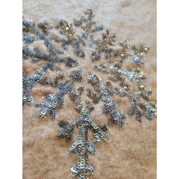Pure Collection Sweater Women's 4 Grey Wool Cashmere Sparkle Snowflake Sequin - Picture 5 of 5